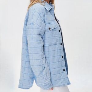 Forever 21 Light Blue Quilted Drop Shoulder Chambray Jacket Shacket M